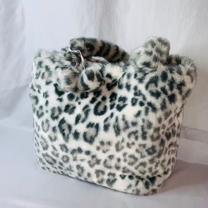 PB Teen faux Snow Leopard fur tote / purse